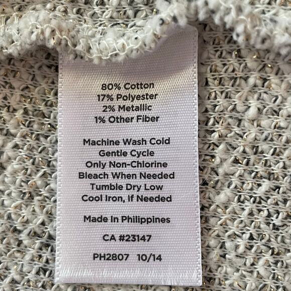 Talbots Cream Metallic Open Front Sweater Blazer Sz XLp Office Wear Fall Casual - Picture 8 of 8